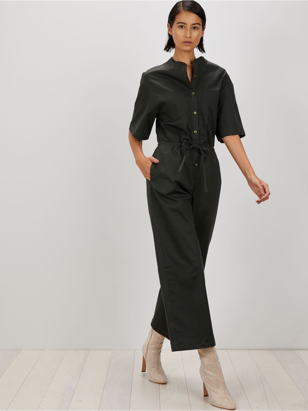 LIKE NEW The Kit Issa Jumpsuit Coverall Cotton Slate Gray Size Large Cotton EUC
